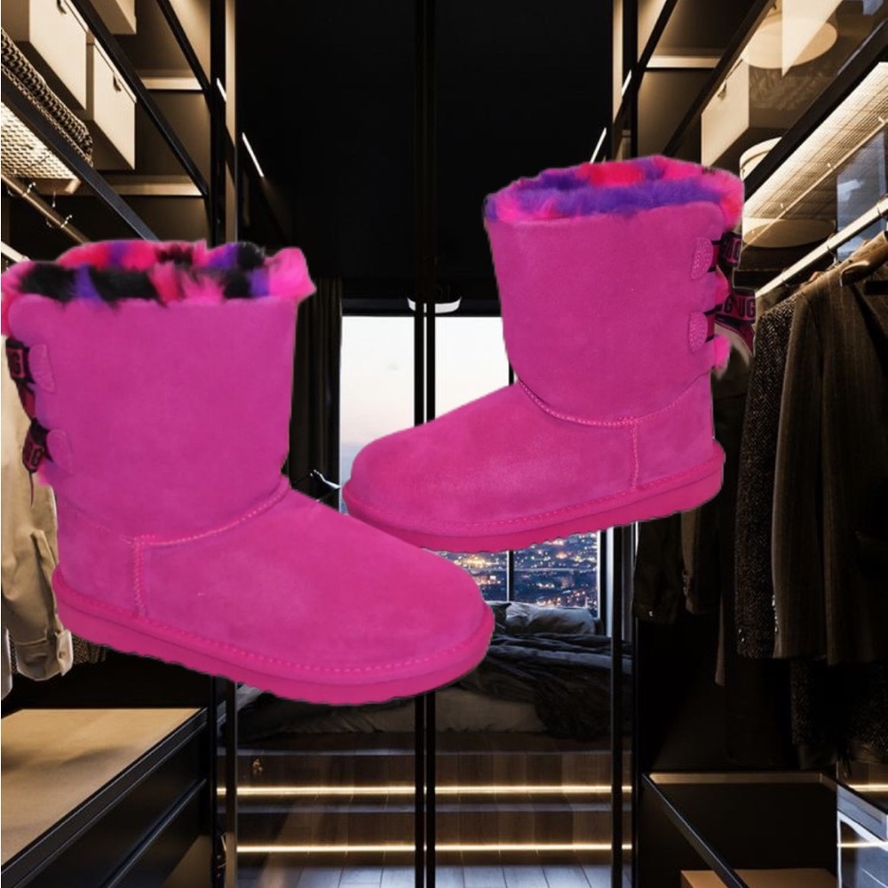 UGG Women's Bailey Bow Classic Short Boots Fuschia Pink - Picture 2 of 4